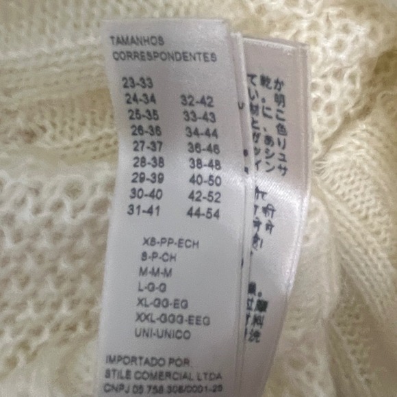 7 For All Mankind Open Neck Cable Knit Pullover Sweater M Mohair Wool 7FAM - Picture 11 of 12